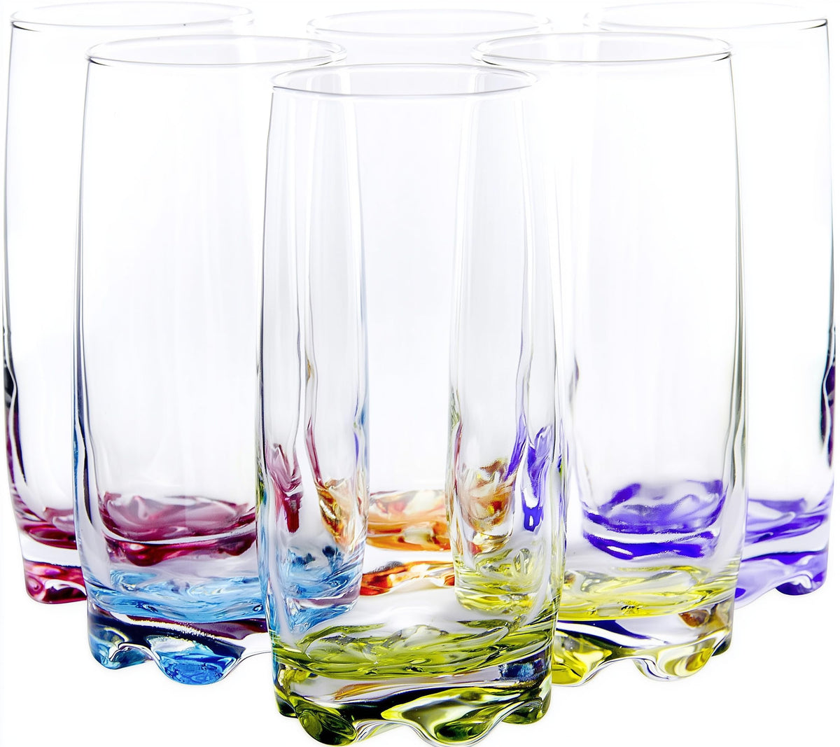 Red Co Vibrant Splash highball glass with colored bottom for easy guest identification.