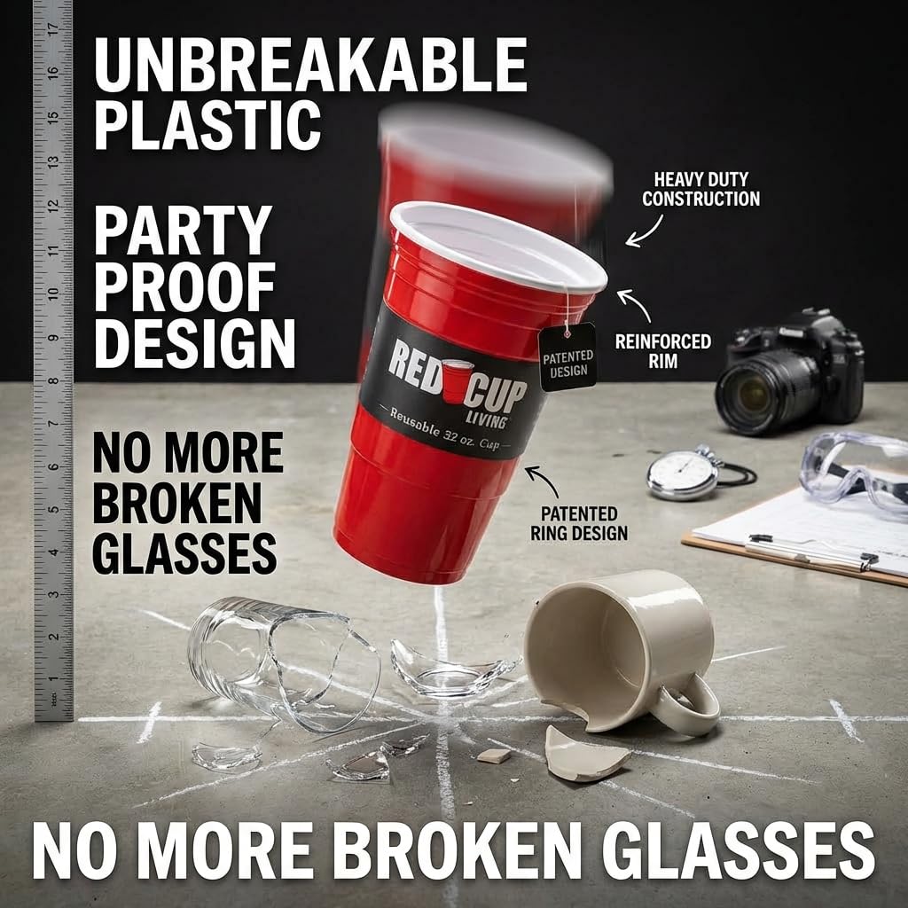 Red Cup Living 32 oz insulated tumbler in dishwasher-safe setting for easy cleaning
