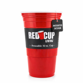 Red Cup Living 32 oz insulated tumbler side view for on-the-go hydration and temperature retention