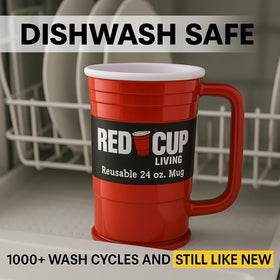 Red Cup Living dishwasher-safe plastic mug for easy cleanup