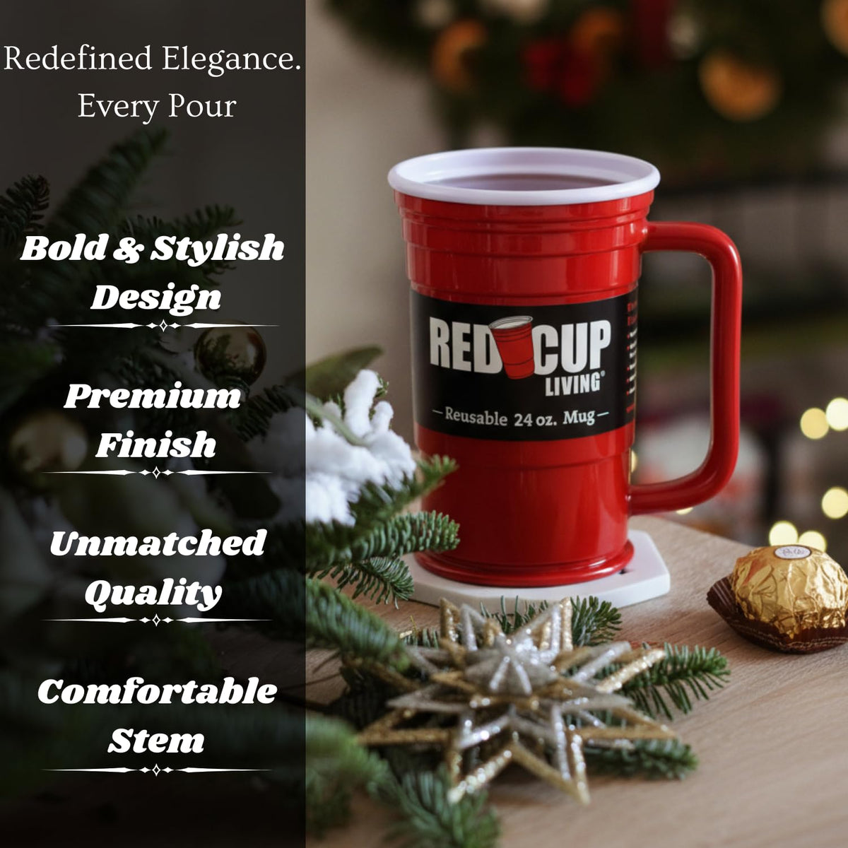 Red Cup Living double-wall insulated mug keeping drinks cooler longer