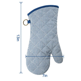 Red LMLDETA blue mitt shows soft cotton fabric for comfortable handling.