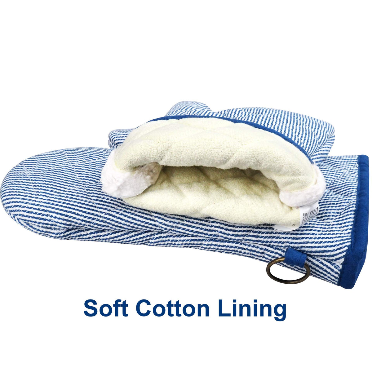 Red LMLDETA blue mitt is machine washable for easy cleanup after cooking.