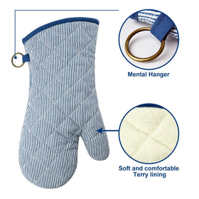 Red LMLDETA blue mitt ideal for barbecue and baking tasks with extended coverage.