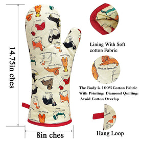 Red LMLDETA cotton-fabric oven mitt provides soft, comfortable grip during cooking.