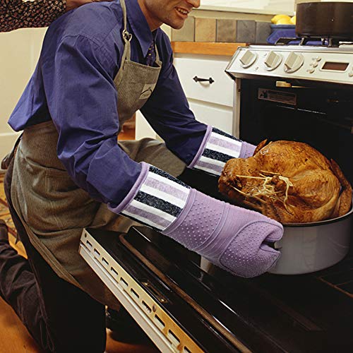 RED LMLDETA long-length heat mitt suitable for grilling and oven use with durable stitching