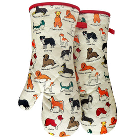 Red LMLDETA dog-flower oven mitt design for playful style and safe hot-dish handling.
