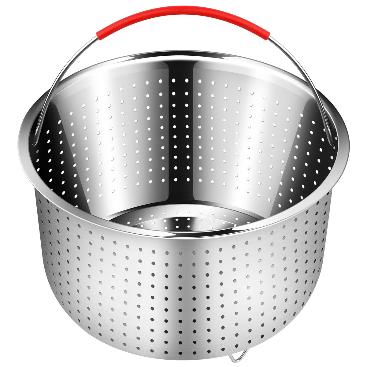 Redant mesh steamer basket inside pot for versatile steaming setup.