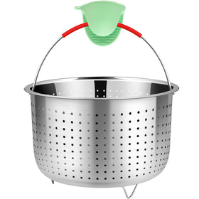 Redant mesh steamer basket top view showing compact storage and easy access.