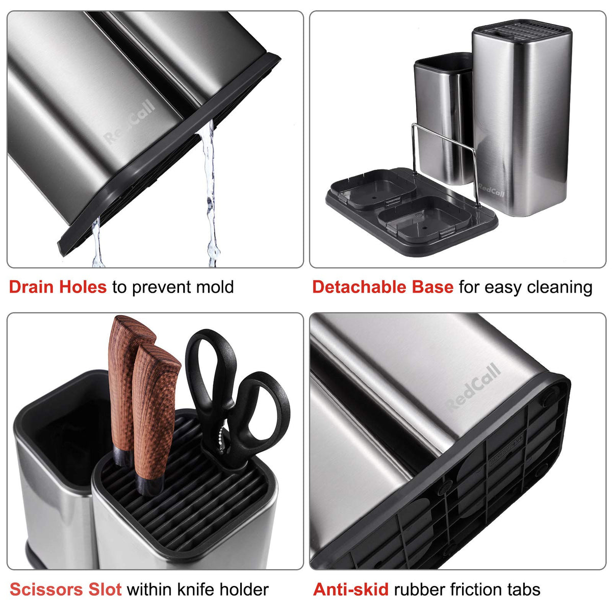 RedCall knife holder top view reveals spacious slots for up to 12 utensils