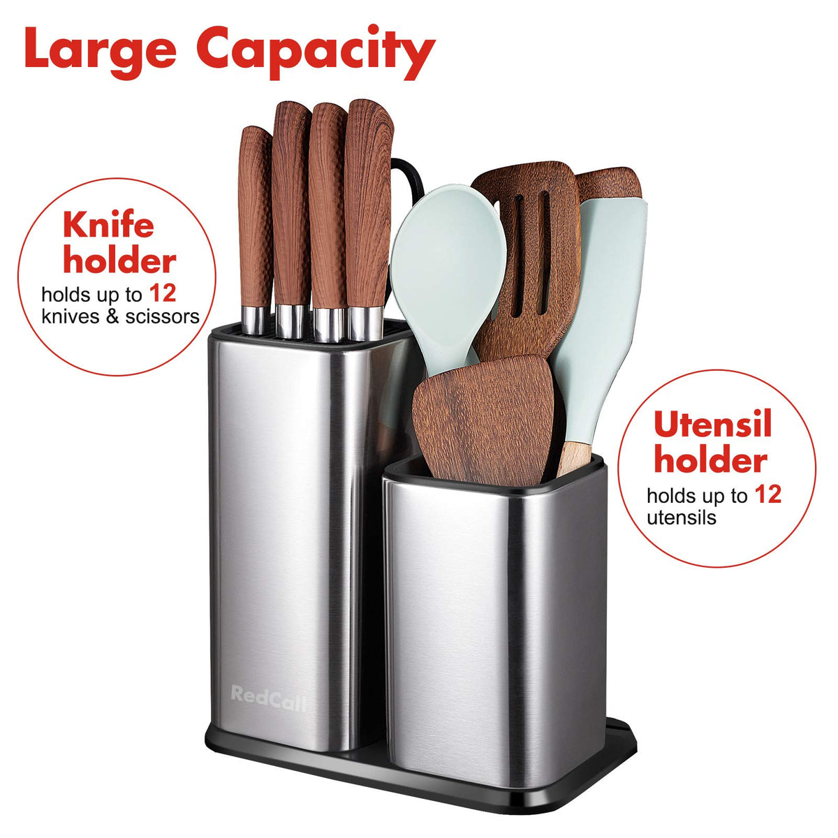 RedCall knife holder weighted bottom adds stability and protects counters