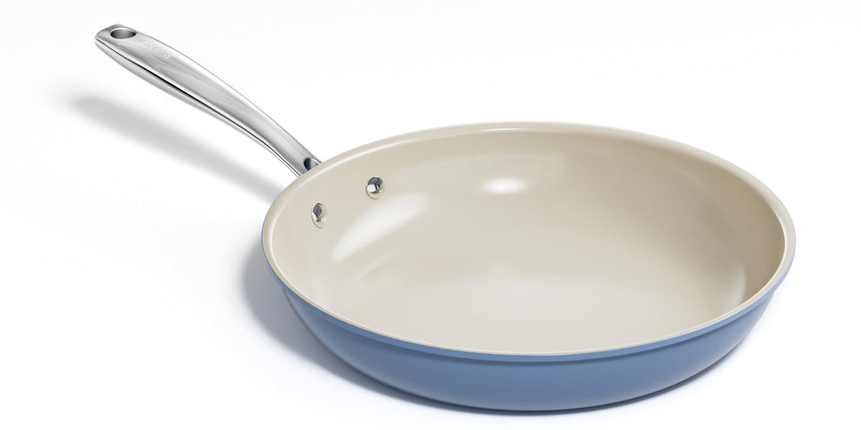 Redchef 11-inch ceramic nonstick frying pan on stovetop for quick, healthy meals.
