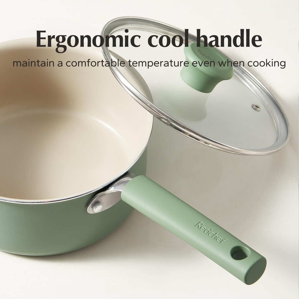 Redchef 2.5qt saucepan in green ideal for sauces and pasta.