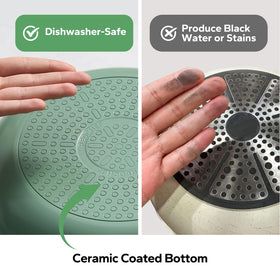 Redchef ceramic coating close-up highlighting triple-layer surface for minimal oil