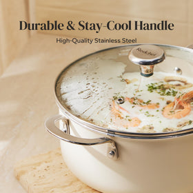 Redchef ceramic nonstick interior promotes easy food release and cleanup.
