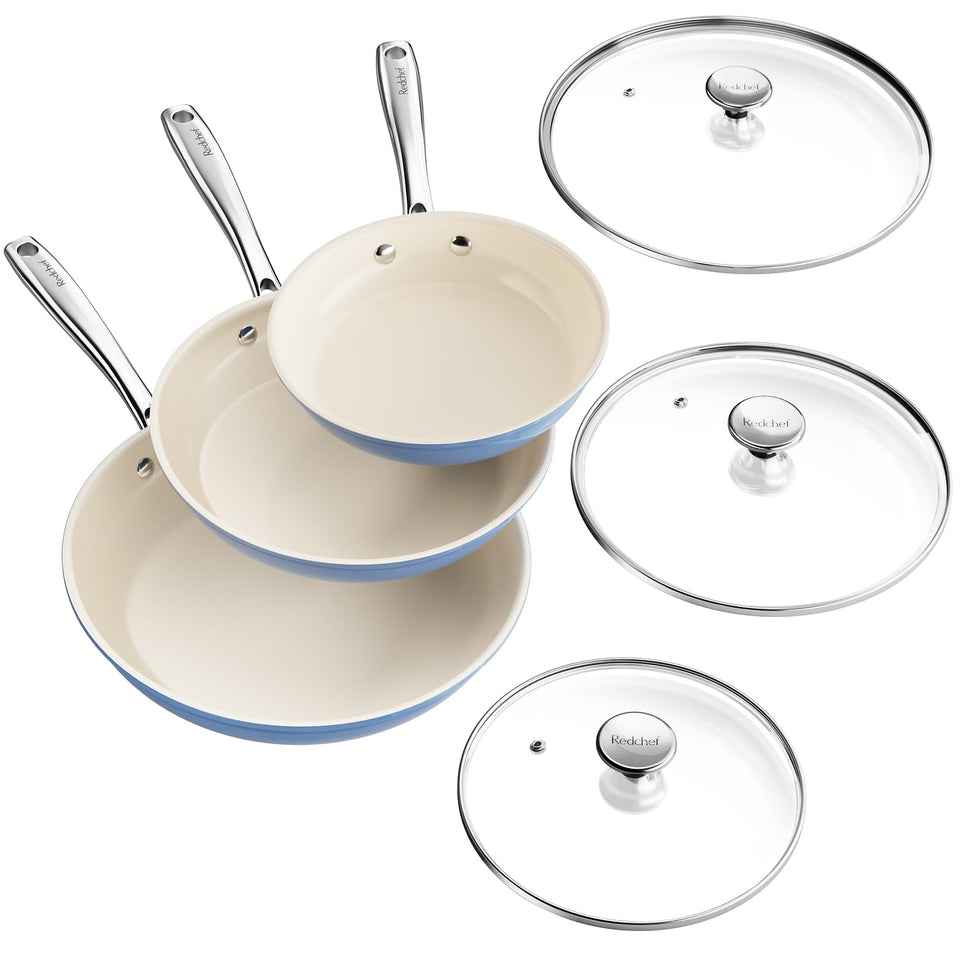 Redchef ceramic nonstick pan 8-inch with easy release for low-oil meals.