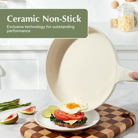 Redchef ceramic pan induction compatibility highlighting even heat distribution.