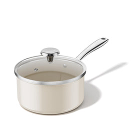 Redchef ceramic sauce pan with lid for even heat and easy serving
