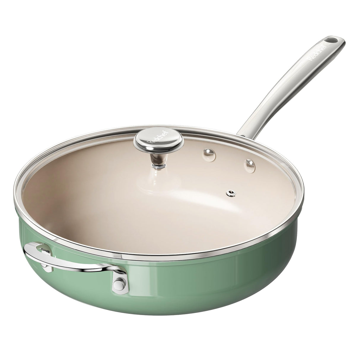 Redchef ceramic sauté pan green with 5qt capacity for family meals.
