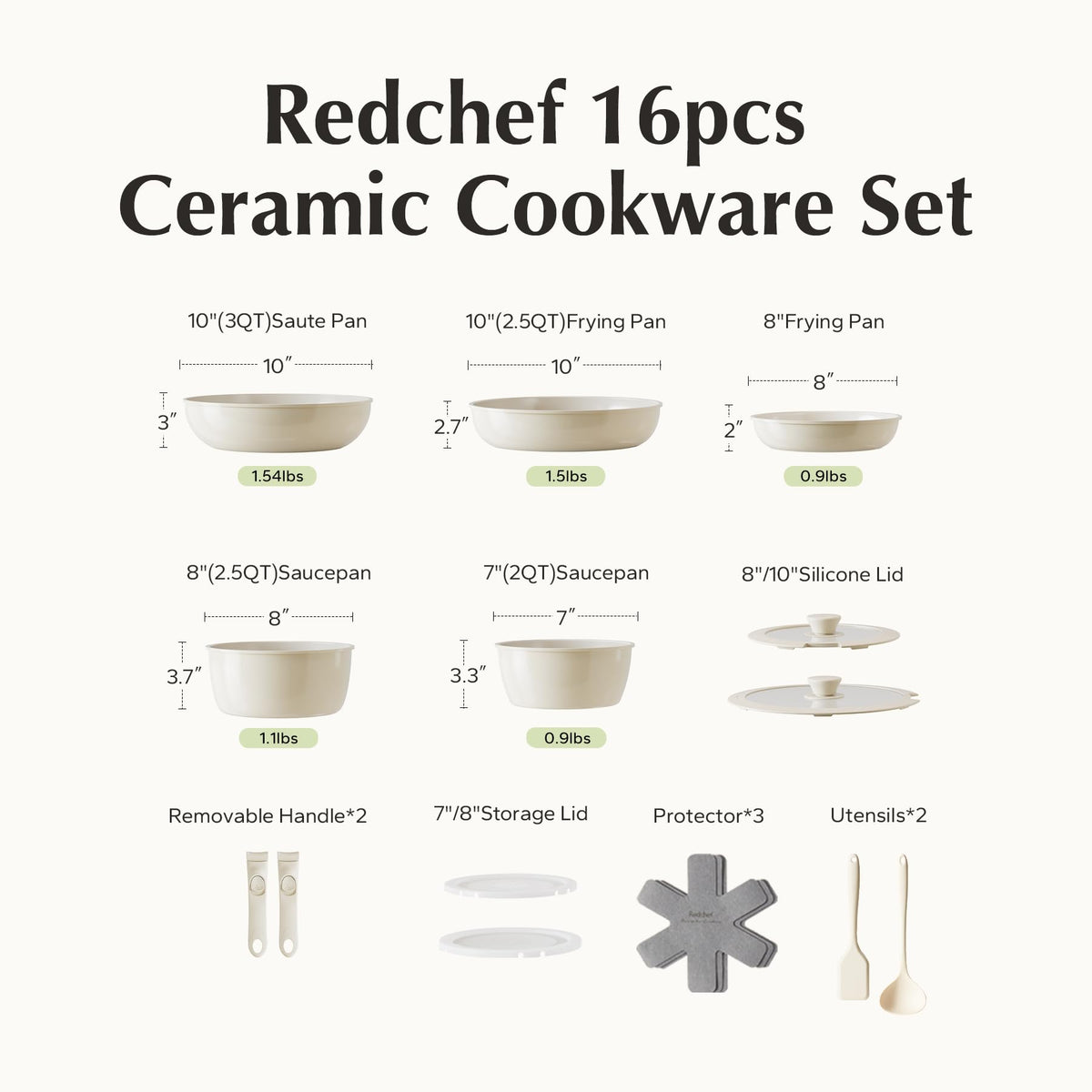 Redchef 16-piece set designed for daily cooking and reliable performance.