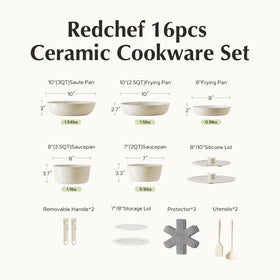 Redchef 16-piece set designed for daily cooking and reliable performance.