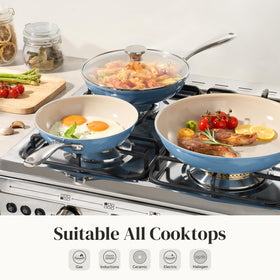 Redchef induction-compatible cookware works on all cooktops for flexible cooking.
