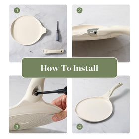 Redchef ergonomic Bakelite handle stays cool during cooking.
