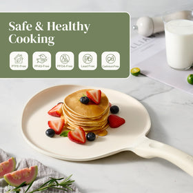 Redchef crepe pan on induction for fast, even heating.