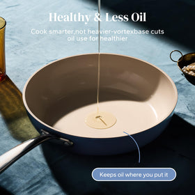 Redchef deep ceramic pans with lid open, ideal for simmering sauces.