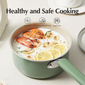 Redchef easy-clean ceramic surface helps with gentle release and quick cleanup.