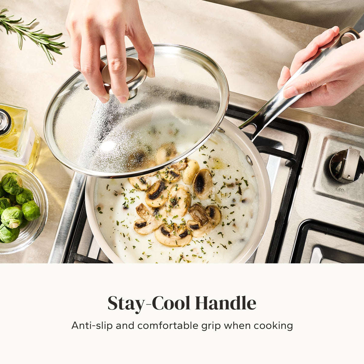 Redchef ceramic nonstick coating provides easy food release.