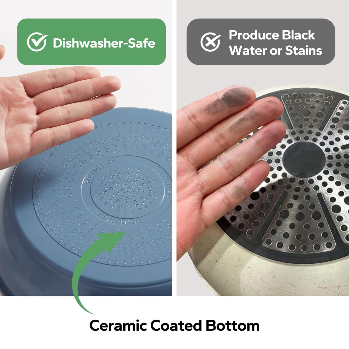 Redchef 8-inch glass lid offers clear monitoring while cooking.