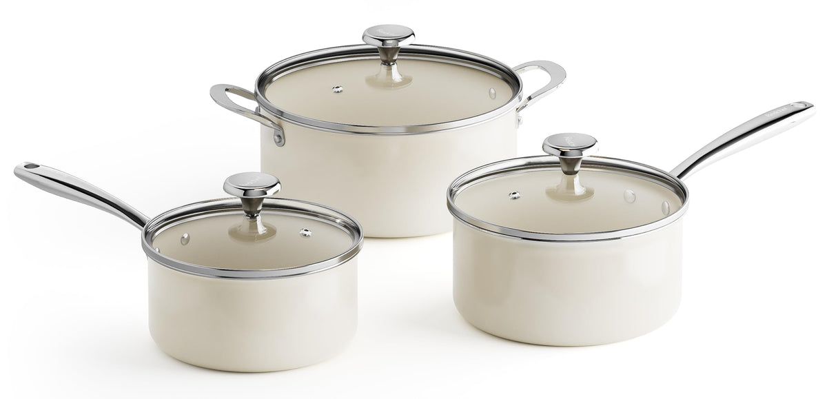 Redchef induction-capable pot set delivers even heat on all cooktops.
