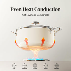 Redchef induction-compatible stock pot works on induction cooktops.