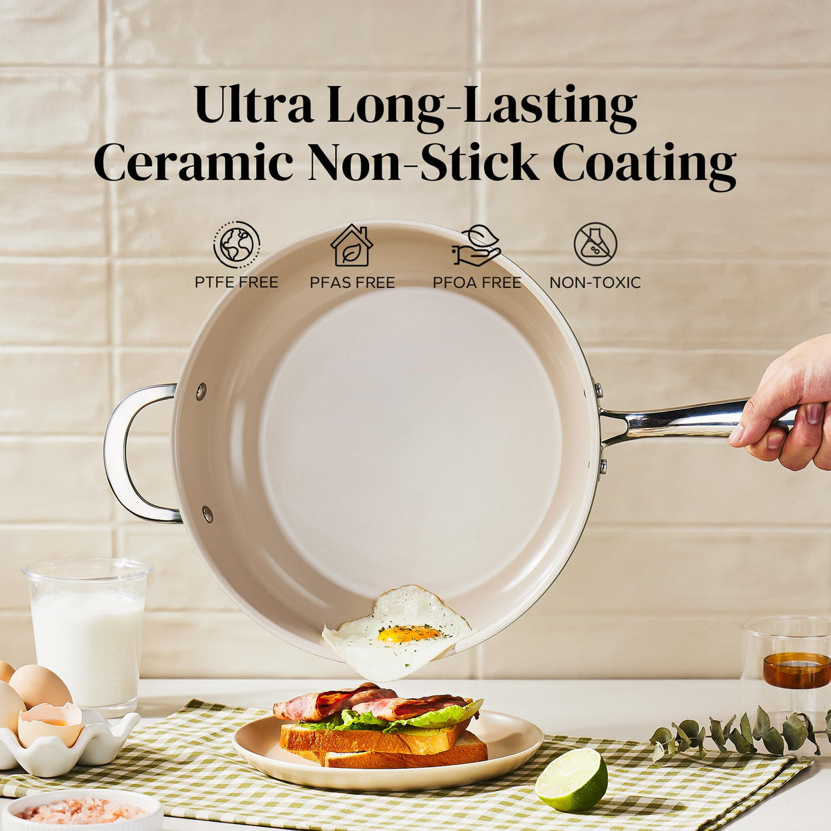 Redchef nonstick ceramic coating for easy food release.