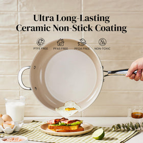 Redchef nonstick ceramic coating for easy food release.