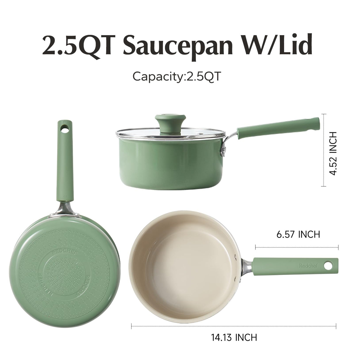 Redchef easy-clean ceramic surface reduces sticking and scrubbing.