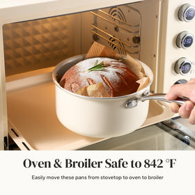 Redchef sauce pan with thickened aluminum core for even heat distribution