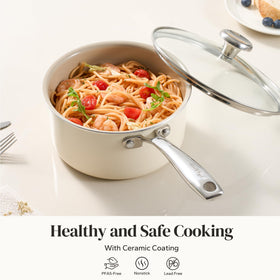 Redchef pan with stay-cool handle for safe stovetop use
