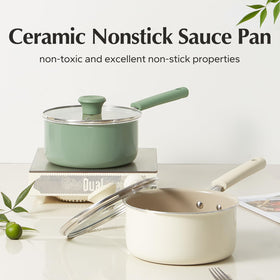 Redchef saucepan with stay-cool handle offers safe, comfortable stirring during prep.