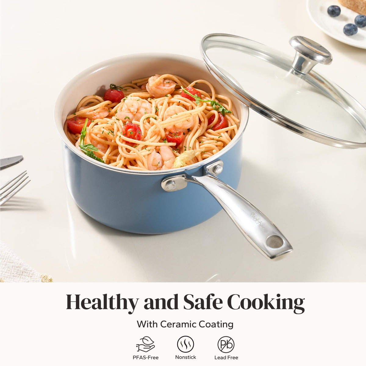 Redchef stay-cool handle stays comfortable while cooking.