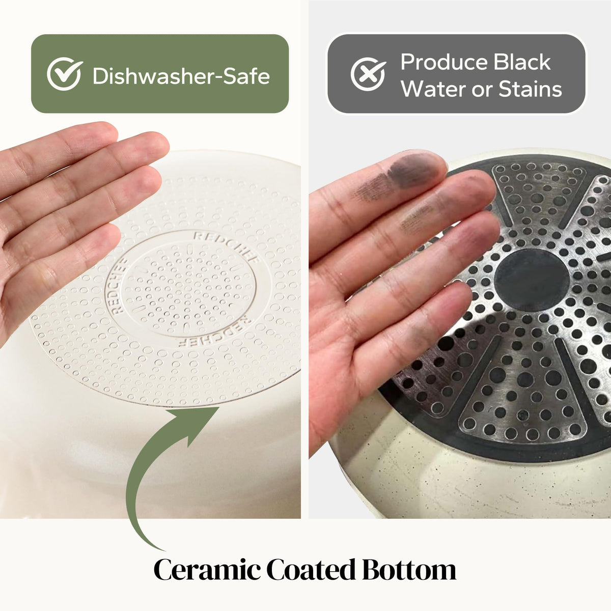 Redchef tempered glass lid lets you monitor progress without heat loss.