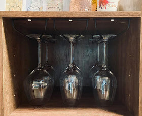 RedDreamer easy-install wine glass rack with included hardware for quick mounting.