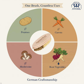 Redecker root vegetables cleaned without bruising thanks to dual bristles