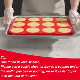 Redfly silicone muffin tin with easy release for clean unmolding.