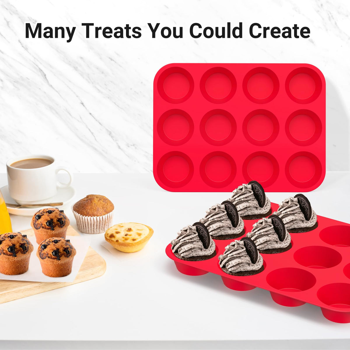 Redfly versatile silicone mold for cupcakes, egg bites, and more.