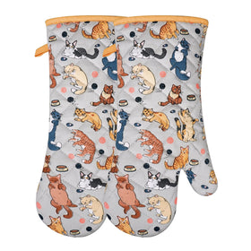 Red LMLDETA cat-design oven mitt for heat-resistant baking