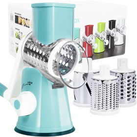 REDPANT Rotary Cheese Grater front view in blue for quick meal prep.