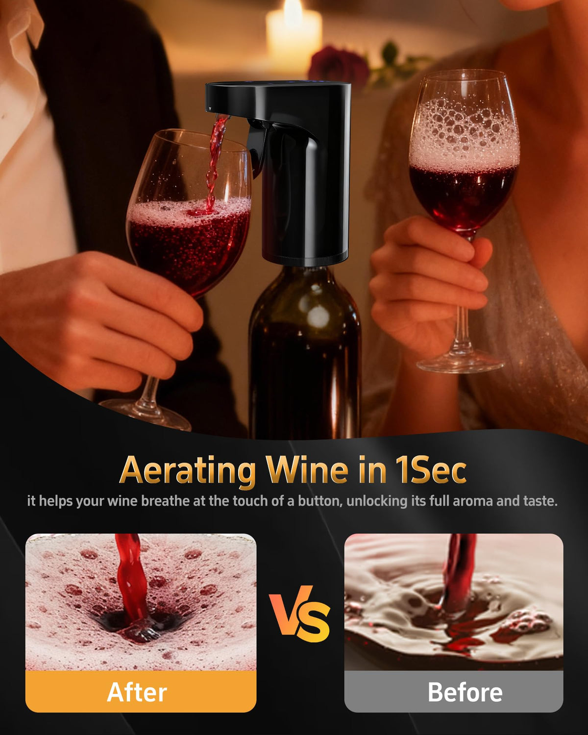 Redsack automatic aerator pourer enhances aroma and flavor