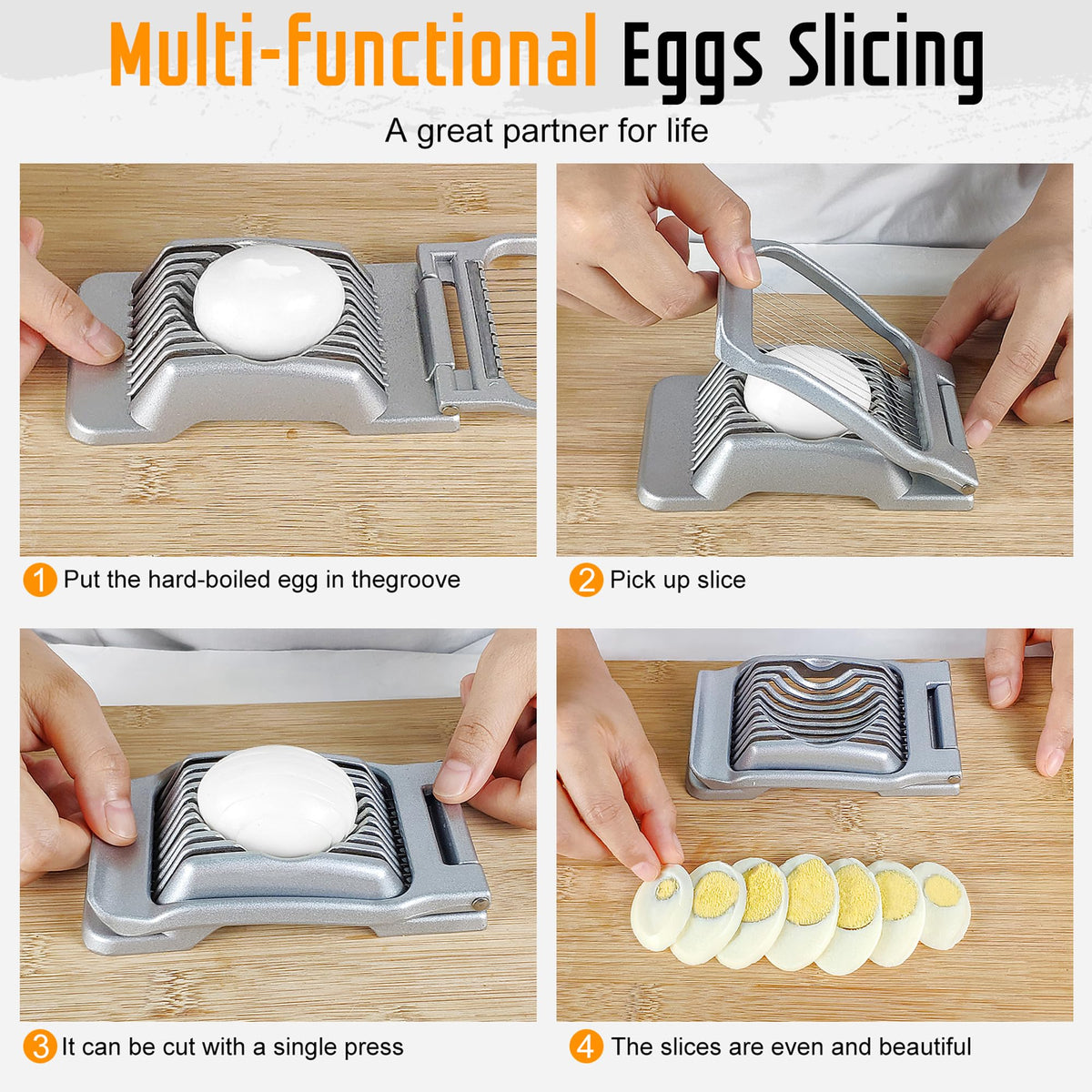 REDSETS egg slicer with strawberries demonstrates versatile soft-food slicing.